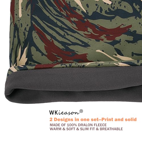WK IEASON Winter Thermal Fleece Hat Scarf Set for Men Women Warm Windproof Cap Neck Warmer Fleece Beanie Scarf Set for Skiing - color: Army Green