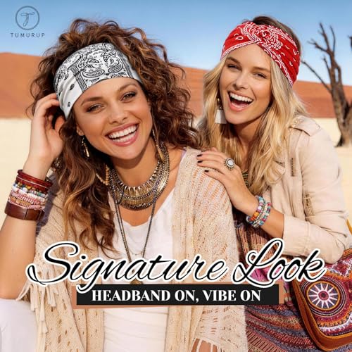 Wide Headbands for Women's Hair, 4 Pcs Hair bands – Vintage Turban Elastic Head Bands Adult Women Soft Head Wraps Knotted for Yoga & Workout – Summer Fashion Hair Accessories (red) - color: red
