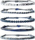 Mezcla Vida Handmade Waterproof Rope Bracelets Pack String & Beaded Bracelet Stack - Set of 5 Stackable Bracelets For Women, Summer Accessories & Bohemian Bracelets for Teen Girls - color: Dark Blue