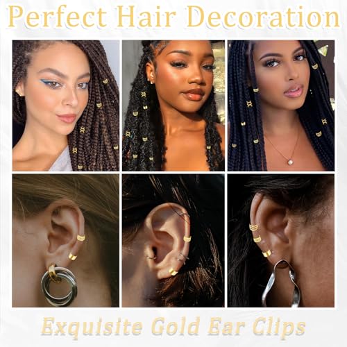 40PCS Gold Hair Jewelry for Braids - Multi Style Cuffs, Rings, Adjustable Beads for Braid Loc Dreadlock Accessories - Women and Girls - color: Silver-6
