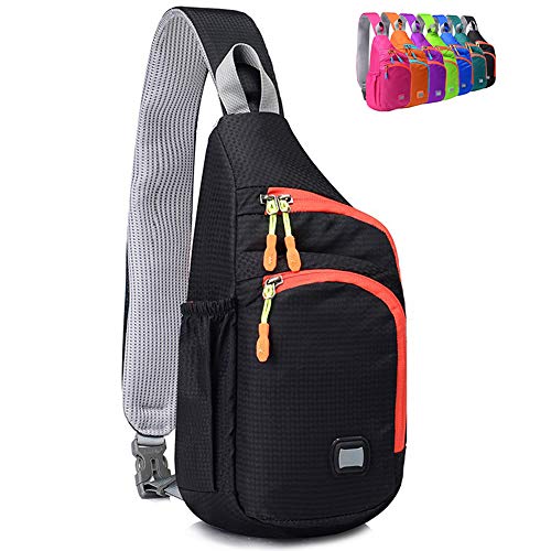 Peicees Small Sling Backpack Waterproof Unisex Shoulder Bag Chest Crossbody Daypack - color: Black, size: Small