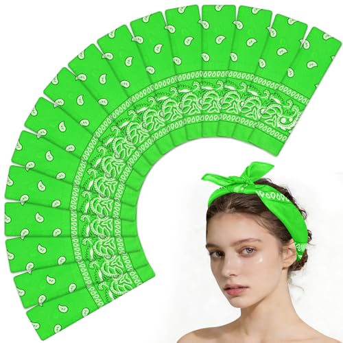 Morcheiong 8/16 Pcs Bandanas Paisley Bandana Head Scarf Headband Handkerchiefs for Men Women Boy Girls - color: Green