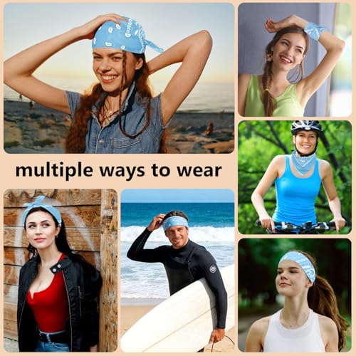 Morcheiong 8/16 Pcs Bandanas Paisley Bandana Head Scarf Headband Handkerchiefs for Men Women Boy Girls - color: Blue