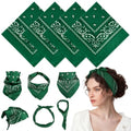 PLULON Bandanas for Men Women 4/12/24/30 Pack, Paisley Pattern Bandana Bulk Headbands Handkerchief Face Mask 100% Polyester - color: Green