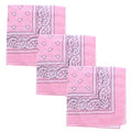 Motique Accessories Set of 3 Paisley Bandanas – 100% Cotton 22 Inch Head Scarf Neck Bandana Face Cover - color: Light Pink