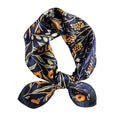 ANDANTINO 100% Mulberry Silk Scarf -21” Square Neckerchief with Gift Packed - color: Flowers-navy