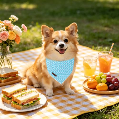Lionet Paws Spring Summer Blue Grid Dog Bandana Washable Cotton Handkerchief Scarf Triangle Flower Bandana for Small Medium Dogs Girl Boy - color: Blue Grid Flower, size: Small (Pack of 1)