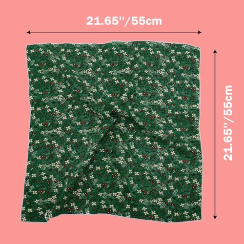 Bandanas for Women Men 21"x21" Floral Headband Scarf Versatile Hair Bandana Square Head Scarf - color: Green Garden