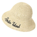 Womens Sun Hat Handmade Crochet Straw Bucket for Summer Foldable Travel Cap - color: Beige 2