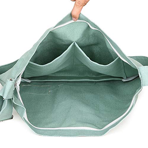 Covelin Women's Retro Large Size Canvas Shoulder Bag Hobo Crossbody Handbag Casual Tote - color: Dark Sea Green