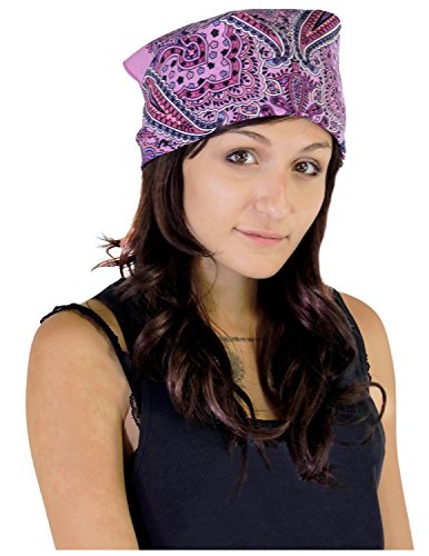 Sunshine Joy Paisley Hippie Bandana 22x22 Inches - color: Electric Purple
