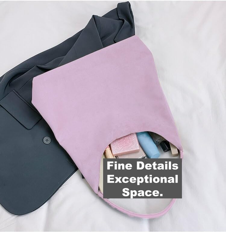Large Work Tote Bags for Women, Boho Slouchy Suede Purses Handbags - color: Pink