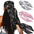 CHLINS 35" Satin Square Hair Scarf Bandanas - 3Pcs Large Silk Head Scarves Lightweight Sleeping Hair Wraps for Women - color: Black+white+pink