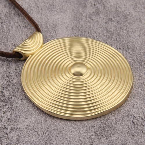 GelConnie Leather Necklaces Turquoise Long Boho Necklaces for Women Brown Chunky Circle Pendant Chocker Necklace Gold Sweater Necklace - style: Large Gold Pendant Necklace