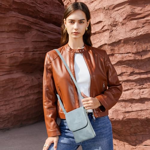 BOSTANTEN Vegan Leather Crossbody Bags for Women Designer Cell Phone Bag Wallet Purses Adjustable Strap - color: Denim Blue