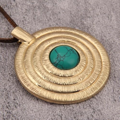 JAOYU Boho Necklace for Women Large Pendant Necklace Boho Long Choker Leather Gold Necklace Vintage Earthy Jewelry Trendy - style: Bohemian Style Necklace