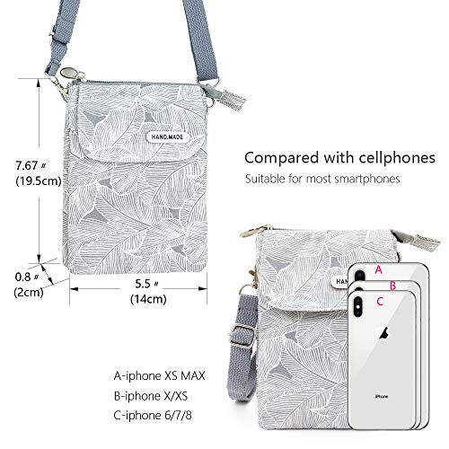 Roomy Cell Phone Purse Wallet Canvas Small Crossbody Purse Bags with Shoulder Strap For Women teen girlsl | Roomy - color: Gray