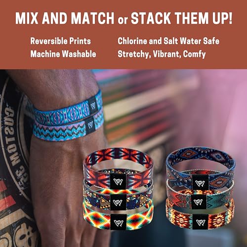 Hang Loose Bands - Southwestern Bracelet for Men, Women & Teens - Comfy Tribal Print and Boho - Western Style Reversible Wristband - Thunderbird | Medium: 7.5" (for large wrists)