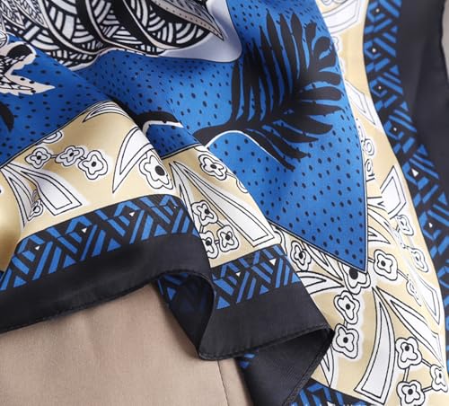 K-Elewon Large Square Scarf 43" Silk Scarf Fashion Scarves Silk Feeling Hair Wrapping Scarfs Night Sleeping Headscarf - color: Vb26