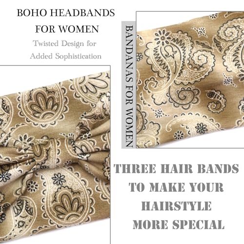Boho Headbands for Women Wife Soft Hair Bands Twist Knotted Elastic Non-slip Hair Wrap Bandeau Yoga Running Workout Hair Sweat Accessories for Girls (Pack of 3) - color: Headbands 4