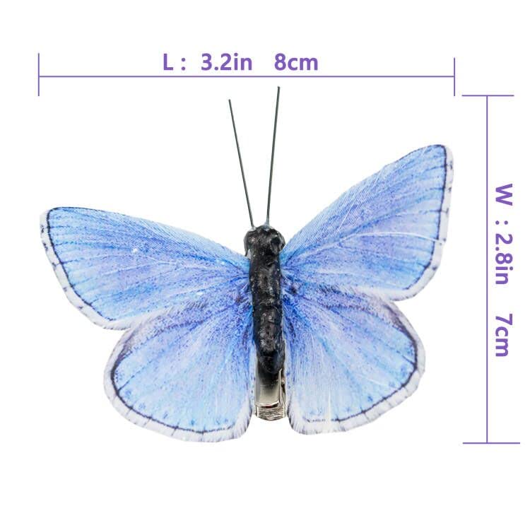 Berfutall-Artificial Feather 3D Butterfly Party Decorations Set of 12 with Clip 12 Color Ornaments for Christmas Tree - color: A Clip