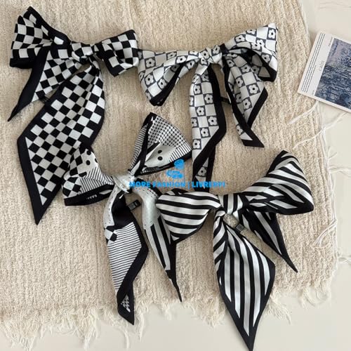Hair Head Neck Bag Long Scarf Versatile Wrap for Women Soft & Lightweight for Everyday Chic - color: 30 Black Small Flower 3.7 X 38 Inch