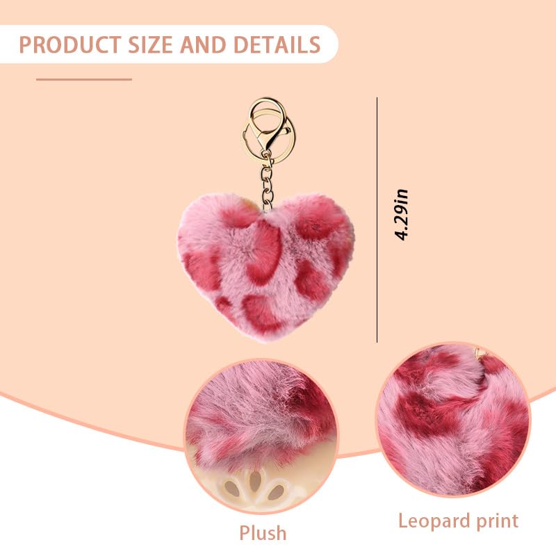 Leopard Faux Fur Keychain for Purse Charms for Handbags Leopard Plush Key Chain for Car Keys - color: Color 10