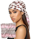 AWAYTR 35” Satin Head Scarf for Women Like Silk Scarf for Hair Scarf Satin Hair Bandana Women Headscarf Hair Wrap Scarf Neck - color: Leopard -Pink