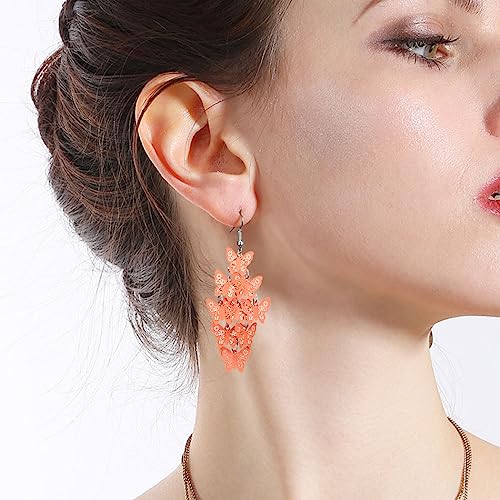 Nine Piece Butterfly Earrings Mix Color Bohemia Style Long Drop Dangle Hook Earrings Lightweight Fashion Style Butterfly Earrings Holiday Gifts Jewelry for Women - color: Orange