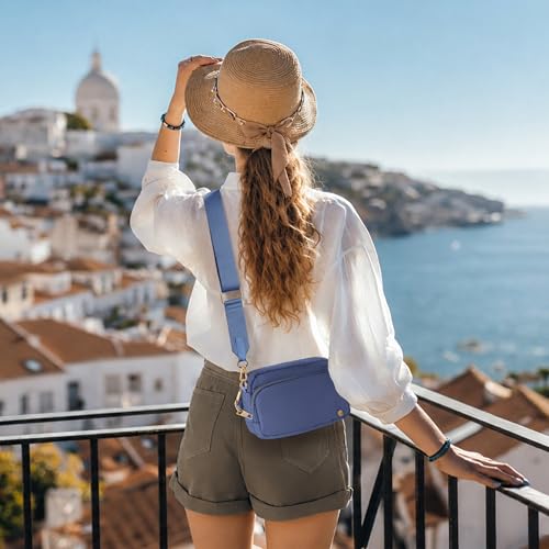 Joryin Anti Theft Crossbody Bag for Women, Slash-resistant RFID Blocking Travel Purses, Small Shoulder Bag Handbag, Nylon - color: Smoky Blue