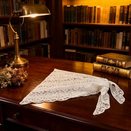 Women's Floral Lace Triangle Hip Scarf Head Kerchief Tie Waist Belt Sheer Hip Wrap Boho Head Scarf Hair Accessory - color: Z2-white