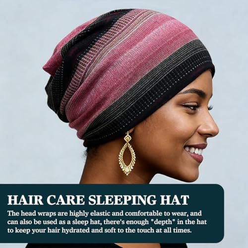 Chemo Headwear for Women Soft Cotton Slouchy Beanie Hat Scarf for Cancer Care - color: Hot Pink