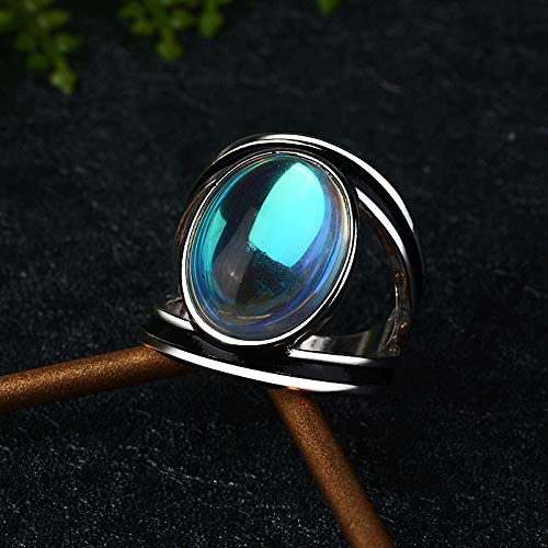 Kuyiuif Vintage Silver Ring Sterling Silver Moon Moonstone Ring for Women Gemstone Boho Jewelry Wedding Bridal Ring (US 8) - size: US 8