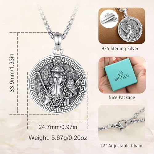 INFUSEU Mystical Hecate Triple Moon Goddess Necklaces, Divine Feminine Protection Gifts - style: Athena the Wise