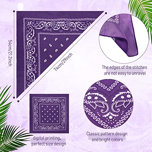 Handepo 150 Pcs Bandanas Bulk, Colorful Paisley Bandanas Unisex Head Wrap Scarf Cowboy Headband Handkerchief - color: Purple