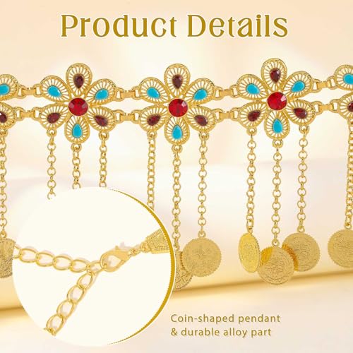 ELABEST Gold Waist Chain Rhinestone Belly Dance Chain Crystal Tassel Dance Jewelry for Women - style: Gold-C