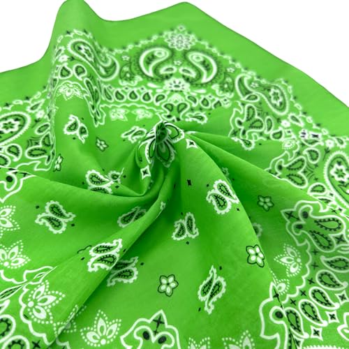 Single Pack Bandanas 60s Premium Cotton Soft Thin Handfeel Large Handkerchief for Men and Women - color: Green