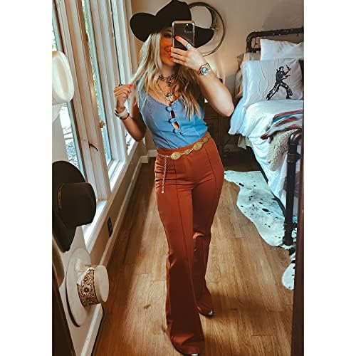 XZQTIVE Women Boho Chain Belts For Dresses Jeans Western Cowgirl Waist Links Belt Adjustable Metal Concho Belt - size: Fit Waist upto 36inches, style: Matter Gold