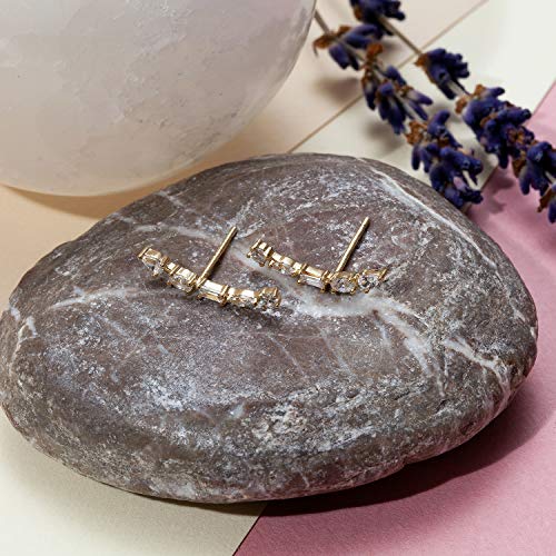 PAVOI 14K Gold Plated Cubic Zirconia Ear Crawler Earrings - Faux Diamond Ear Climber Fashion Earrings for Women - style: Collage
