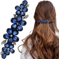 Joez Wonderful Rhinestone Hair Clips, Bridal Hair Accessories for Women, Sparkly Crystal Hair Pins, Fancy Hair Barrettes for Wedding, Bride, Long Hair (Blue Flower, 1 Pcs) - color: Flower Blue