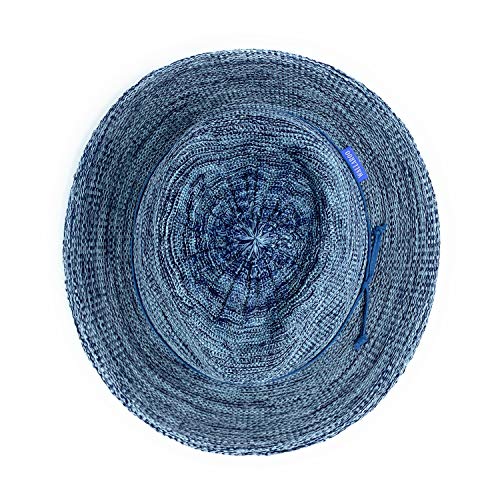 Wallaroo Hat Company Women's Victoria Fedora – UPF 50+ UV Protection, Wide Brim, Packable & Adjustable Sun Hat - color: Mixed Denim, size: Medium
