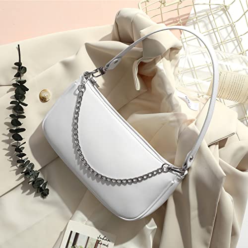 Loiral Small Purse for Women, Retro Classic Tote HandBag Shoulder Bags Clutch Purse - color: 1 White(mooth)