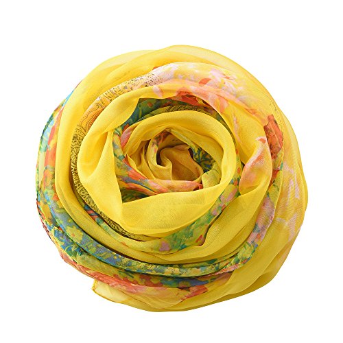 Womens Sexy Bohemian Floral Beach Cover Up Sarong Wrap Swimsuit Beachwear - color: Yellow (Flower)
