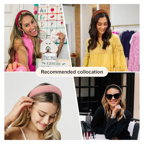 DRESHOW 4 Pcs Velvet Wide Headbands for Women Girls Turban Vintage Boho Head Bands Fashion Non Slip Head Wraps Hoop Hair Accessories - color: 4 Pack: Black, Pink, Coffee, Red