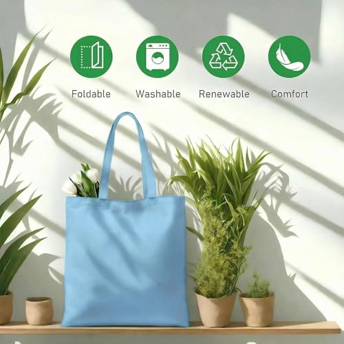 1 Pack Available Premium Canvas Reusable Tote Gift Bags,Made of Natural Canvas with Handle,Work,DIY,Shopping(Light Blue) - color: D2-light Blue 1 Pack