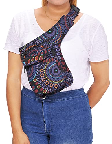 The Collection Royal Handmade Festival Waistpack Boho Hippie Waist Bag Hip Bum Running Belt Fanny Pack Travel Utility Belt (Blk+Prpl) - color: Blk+Prpl