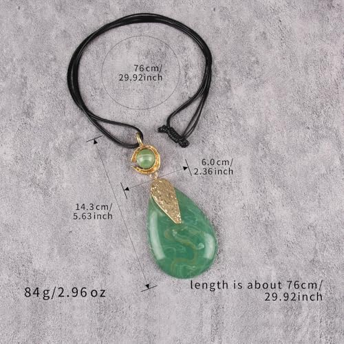 Leather Necklace for Women Large Pendant Hippie Choker Necklace Vintage Sweater Necklace Chunky Boho Necklaces for Women - style: Bohemian Pendant Necklace