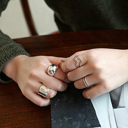 925 Sterling Silver Knuckle Rings for Women Minimalist Thin Stacking Rings Set 3PCS Midi Pinky Ring Size 2.5-8.5 - color: SET 1, size: 4.25