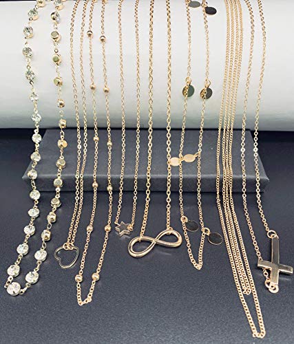 Tornito 4-8Pcs Sexy Body Chain Belly Waist Chain Necklace Summer Beach Bikini Bra Body Jewelry for Women Gold Tone - style: A2:8pcs, Gold Tone