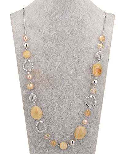 PEARL&CLUB Long Beaded Necklaces For Women - Sweater Chain Fashion Jewelry Necklace Gifts For Women - color: 23-Beige